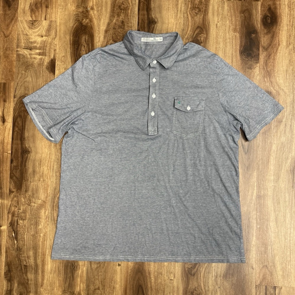Criquet Mens XXL Blue Pima Cotton Stretch Short Sleeve Polo Shirt Casual